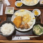 鍛冶屋 文蔵 - アジフライ＆鳥の唐揚げ定食